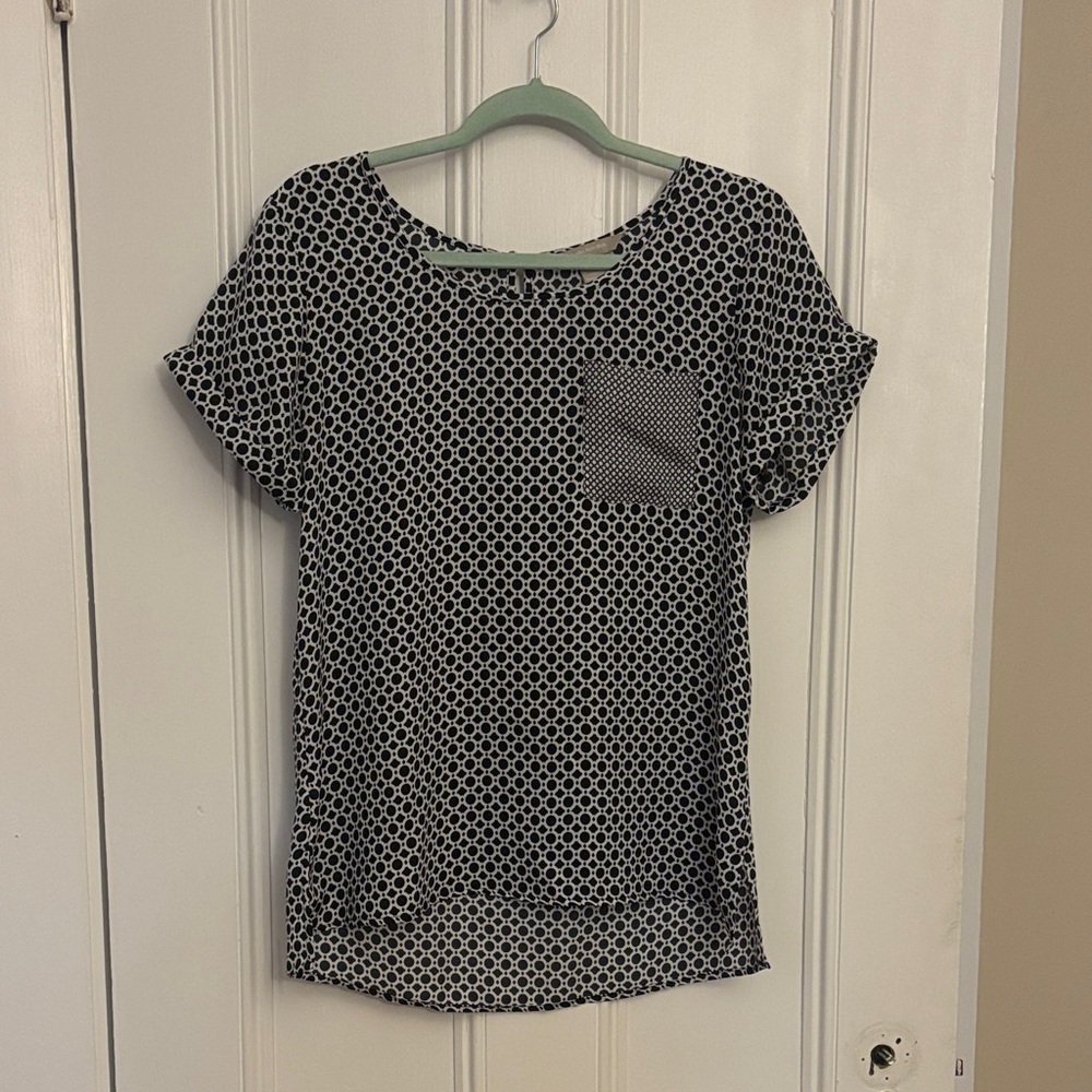 Banana Republic Black and White Geometric Blouse
